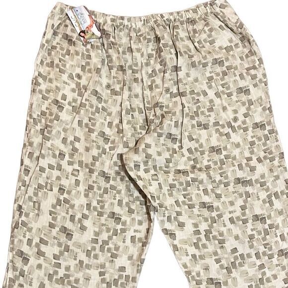 CMC‎ womens pants S 100% linen crop green Lagenlook Breathable Bohemian Timeless - Picture 4 of 8